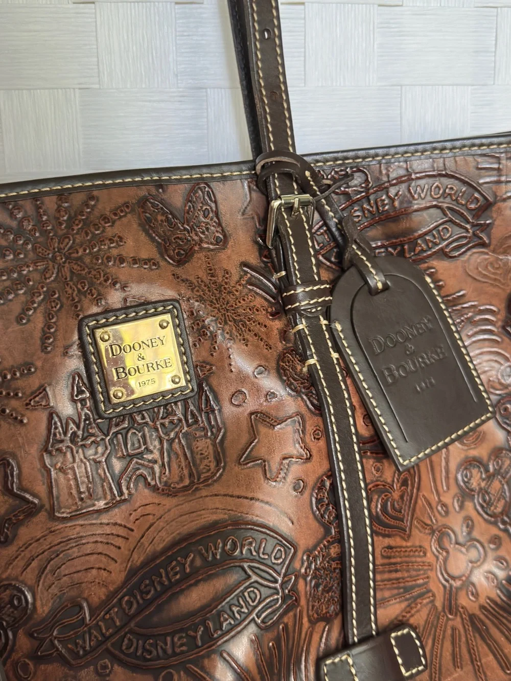 Dooney & Bourke Brown Embossed Leather Disney Tote